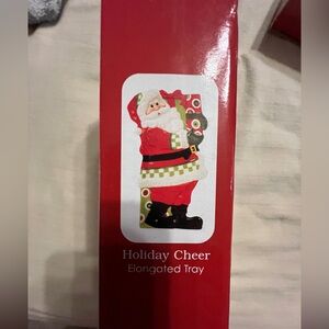 Fitz and Floyd Santa Holiday Cheer Elongated Serving Tray 11 inch Santa Claus